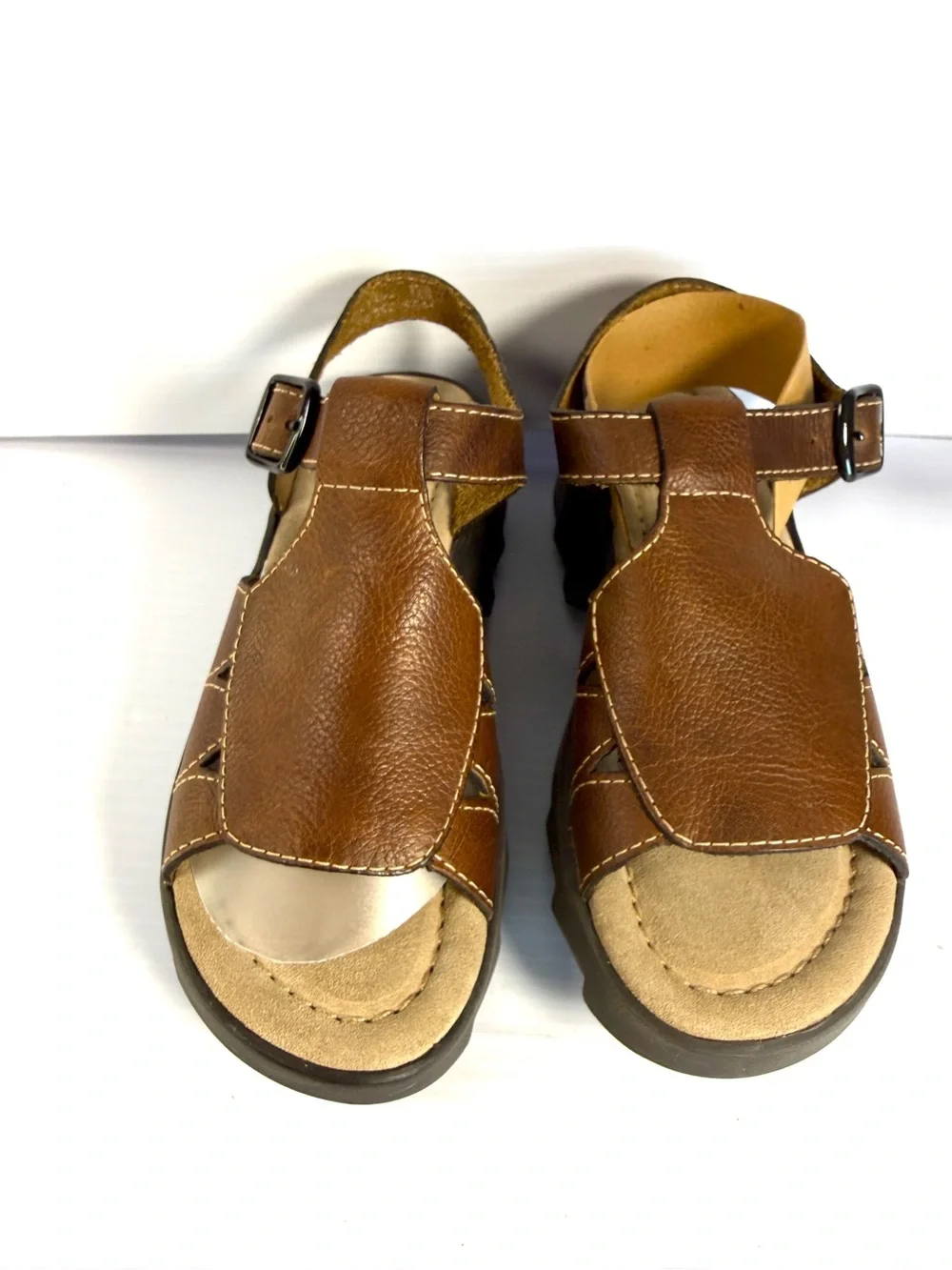 Canyon River Blues Brown Leather T-Strap Sandals Unisex